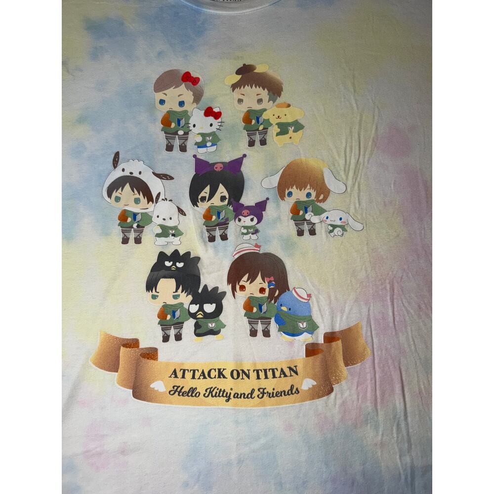 BoxLunch Sanrio Hello Kitty and Friends Attach of Titan Tie Dye T-Shirt Men's XL - Picture 4 of 6